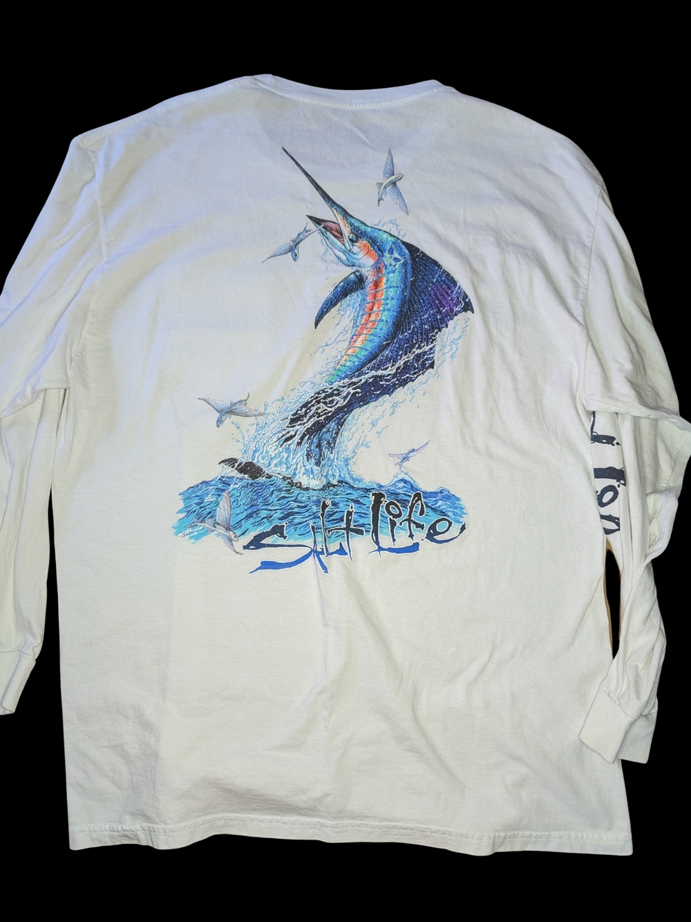 Salt Life White Long Sleeve Pocket Tee with Blue Logo - Picture 2 of 5